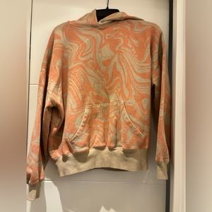 Pacsun Cream Orange Swirl print hoodie. Size XS.